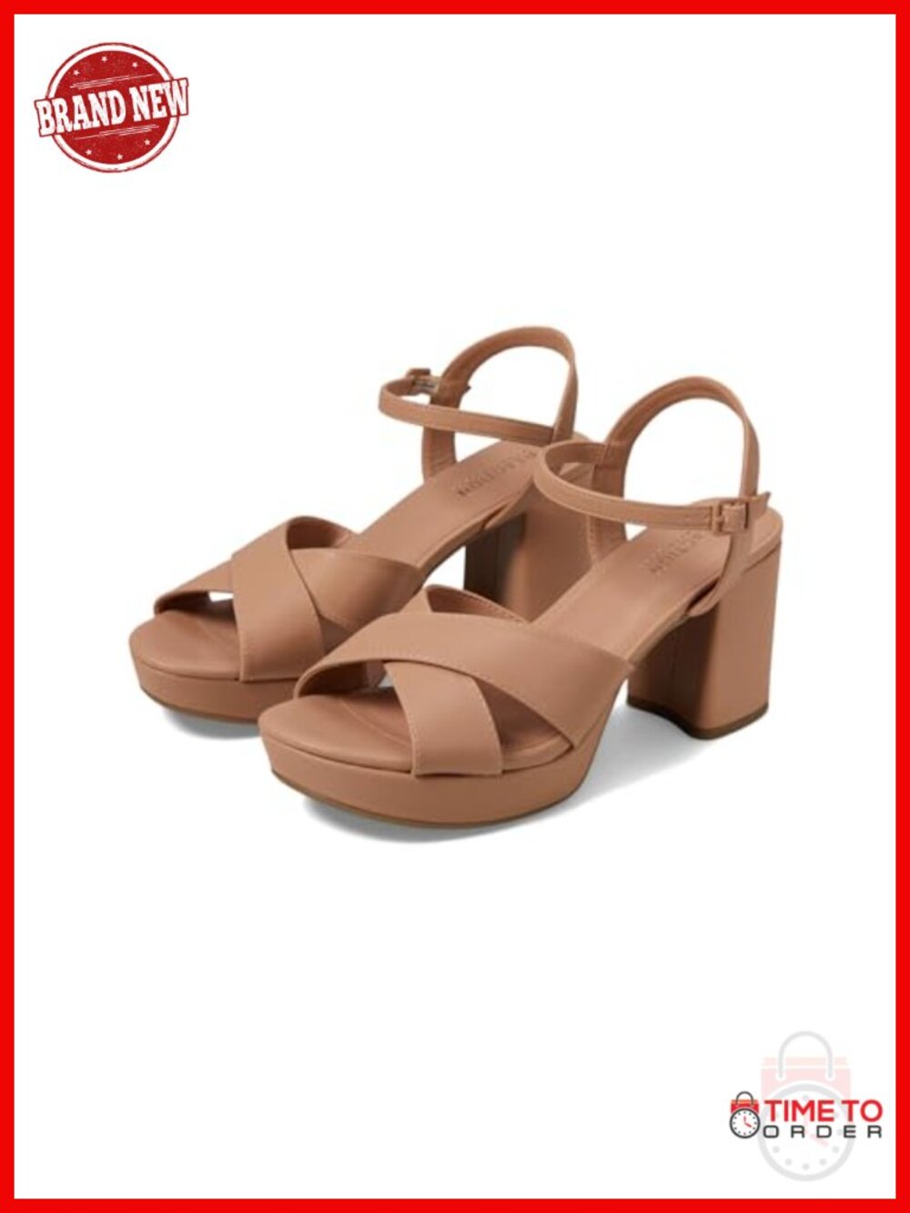 Platform Heeled Sandal with Ankle Strap and Block Heel